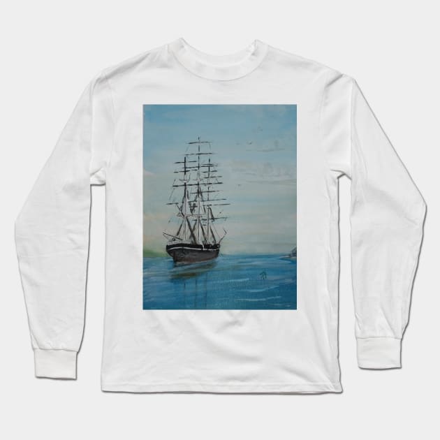 Tall Ship at rest Long Sleeve T-Shirt by Beswickian